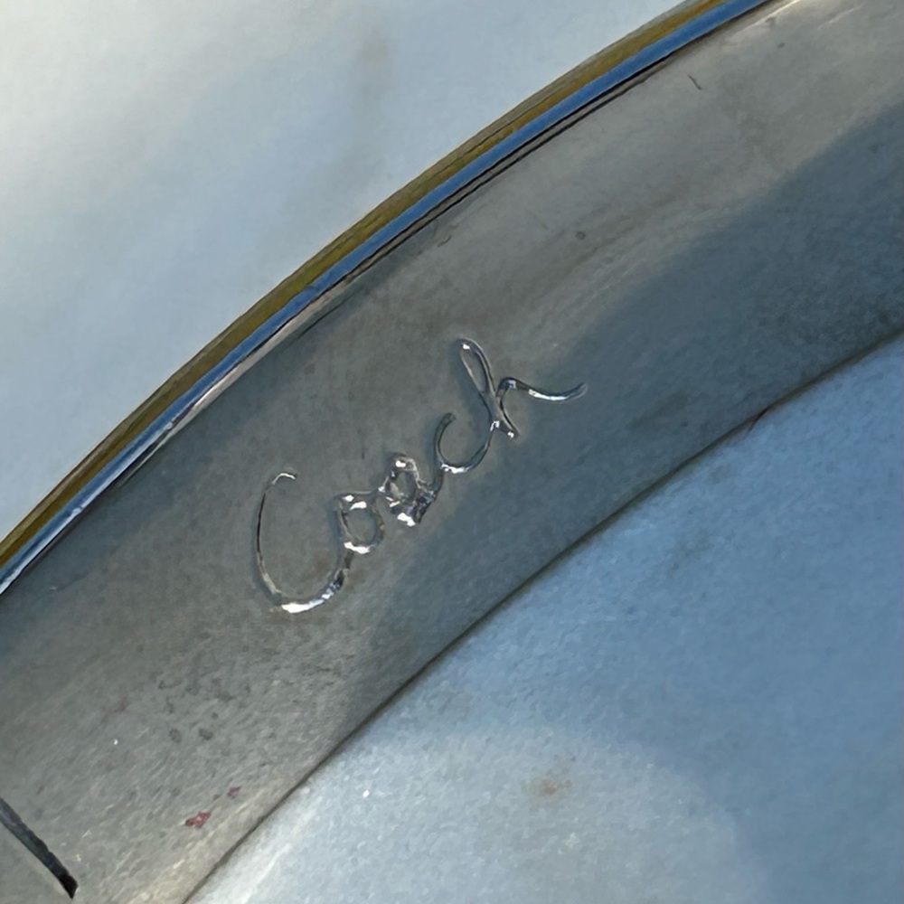 Coach Signature C Magenta Purple Silver Enameled Hinged Bangle Bracelet - Picture 7 of 15